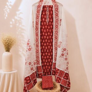 Premium Pure Cotton Unstitched Salwar - Red