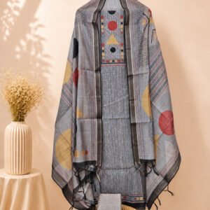 Soft Semi Tussar Unstitched Salwar – Grey