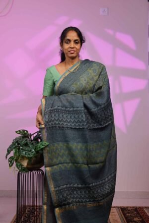 Kota Saree - Dark Green with Liril Green Design