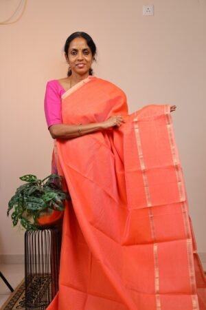 Manglagiri Silk Light Orange with Gap Border