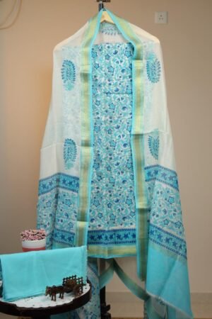 Maheswari Silk Unstitched Salwar - Blue