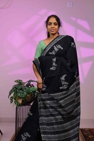 Mul Cotton - Black with Birds
