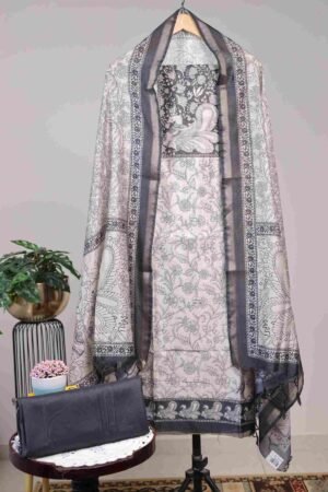 Semi Tussar with Print - Black