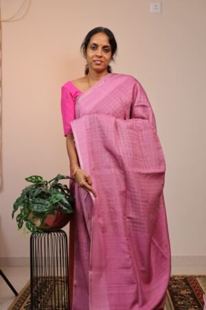 Moonga Silk Checks Pastel Pink