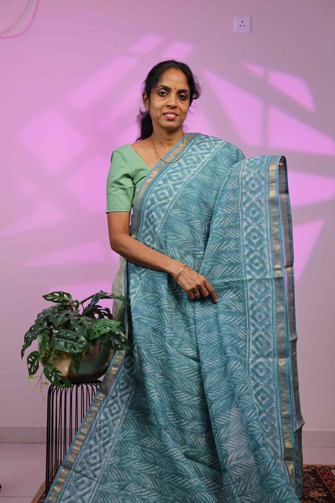 Kota Saree - Light Turquoise Blue
