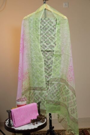 Kota Doriya Salwar - Pista Green wtih Pink