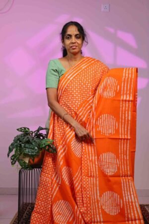 Mul Cotton - Orange with White Lines