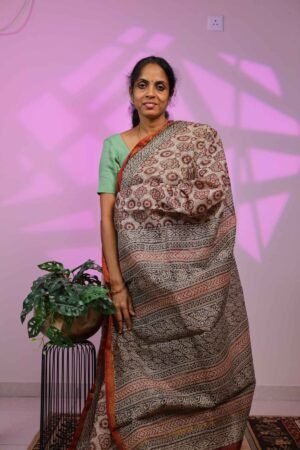 Kota Saree - Chickoo with Maroon