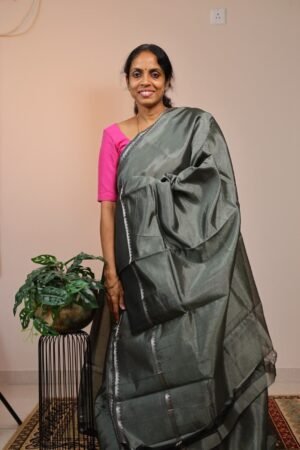 Mangalagiri silk Karpaga  Pachai with Gap Border