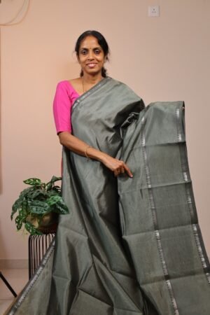 Mangalagiri silk Karpaga  Pachai with Gap Border