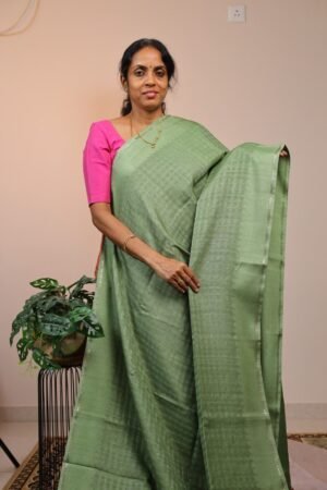 Moonga Silk Checks Pastel Green