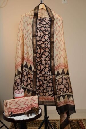 Maheswari Silk Unstitched Salwar - Black