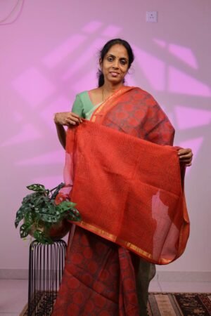 Kota Saree - Brick Orange