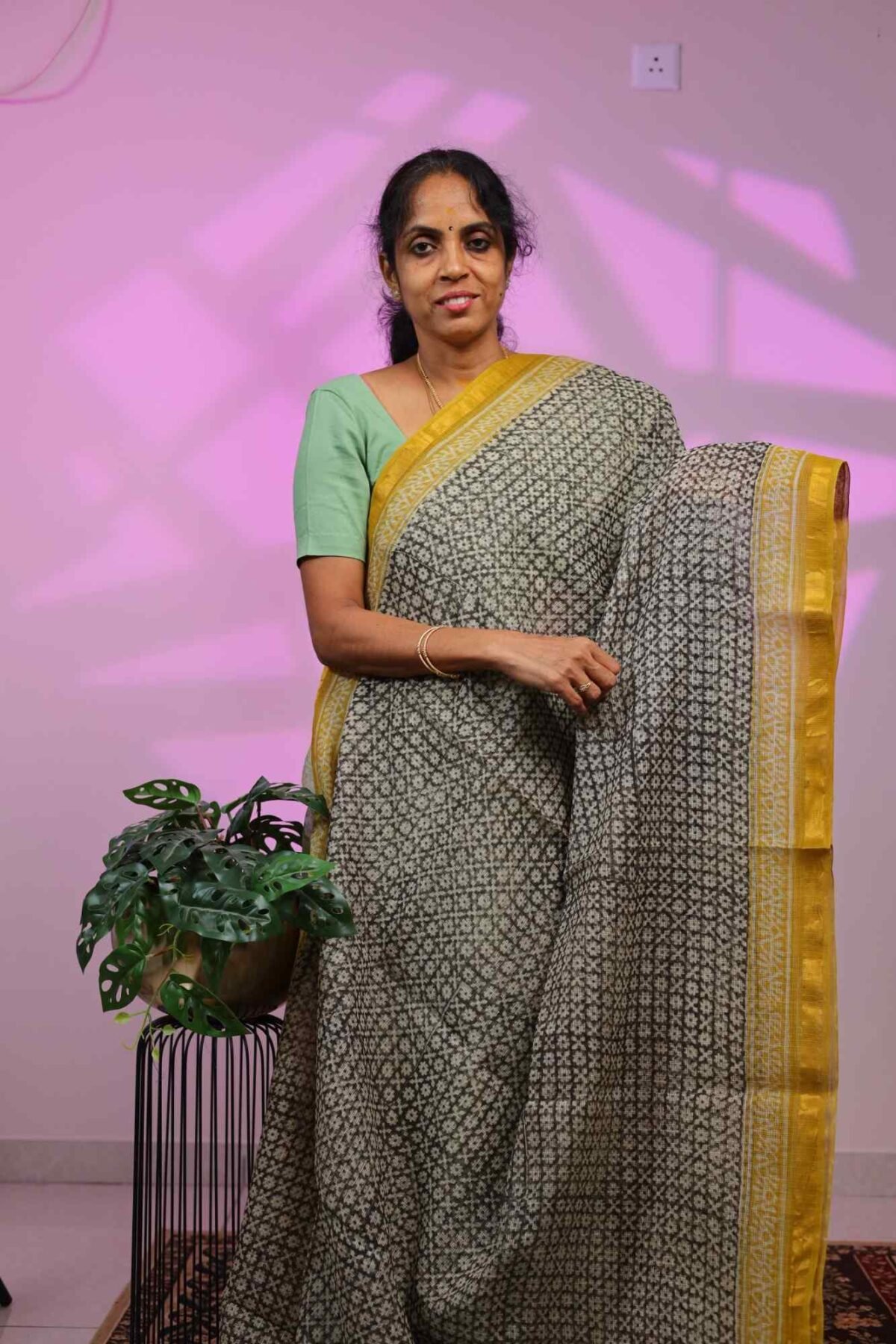 Kota saree - Black with Mustard