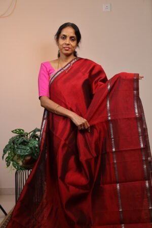 Mangalagiri Silk Maroon with Gap Border