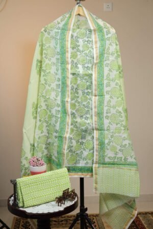 Chanderi Silk Unstitched Salwar - Pista Green