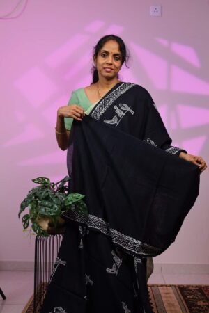 Mul Cotton - Black with Birds