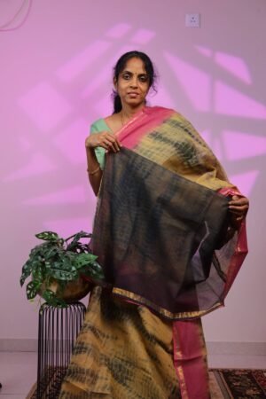 Kota Saree - Yellow Shibori Print