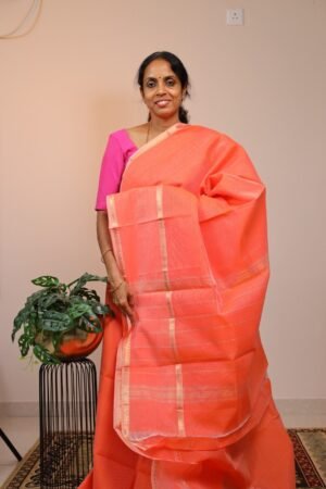 Manglagiri Silk Light Orange with Gap Border