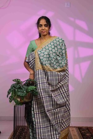 Mul Cotton - Green with Big Black Checks