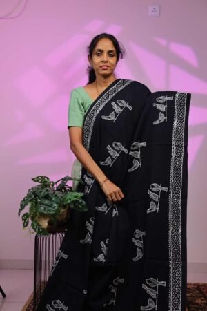 Mul Cotton - Black with Birds