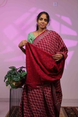 Mul Cotton - Maroon with Mango Bagru Print