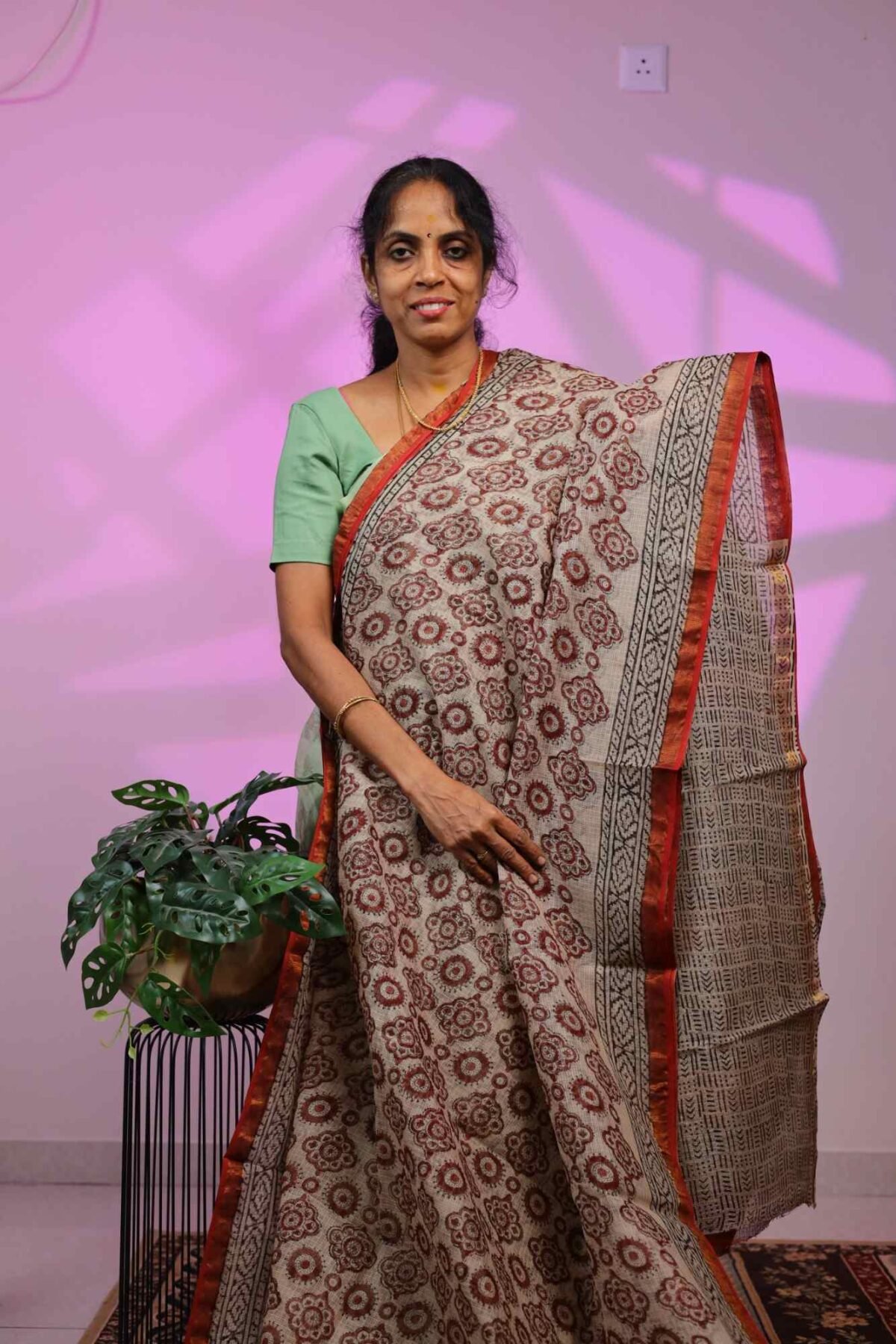 Kota Saree - Chickoo with Maroon