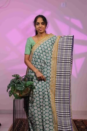 Mul Cotton - Green with Big Black Checks