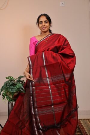 Mangalagiri Silk Maroon with Gap Border
