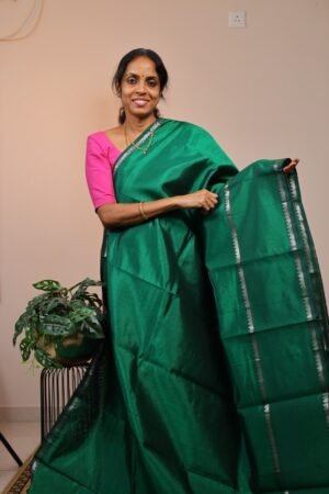 Mangalagiri Silk Green with Gap Border