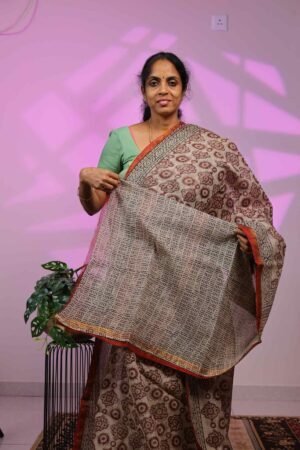 Kota Saree - Chickoo with Maroon