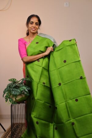 Pure BishnuPuri Handloom Partly design Green with stripes