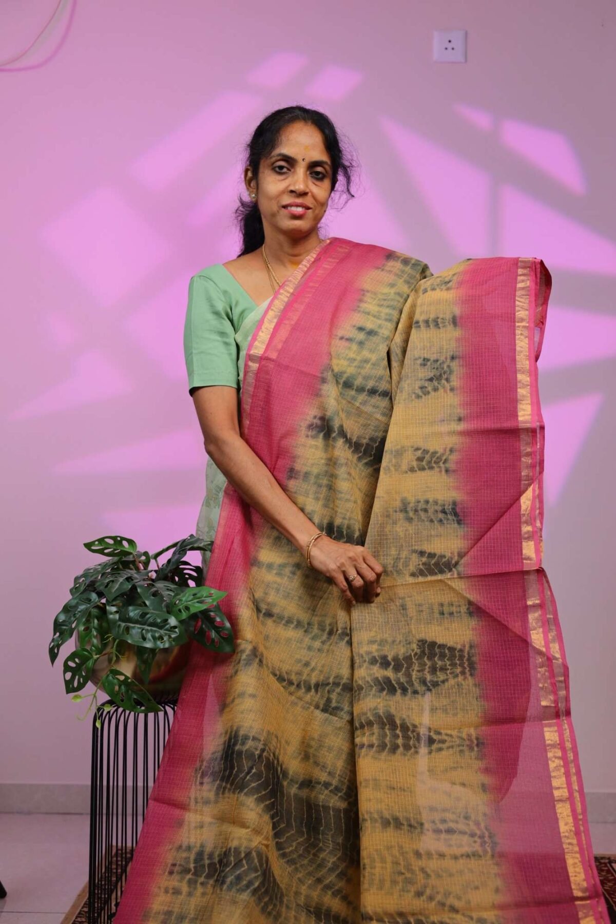 Kota Saree - Yellow Shibori Print