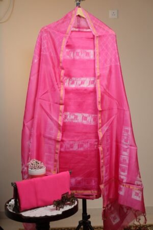 Chanderi Silk Unstitched Salwar - Pink