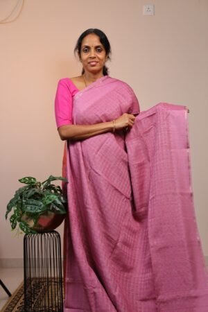 Moonga Silk Checks Pastel Pink