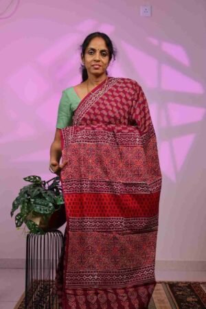 Mul Cotton - Maroon with Mango Bagru Print