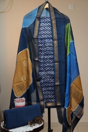 Maheswari Silk Unstitched Salwar - Blue