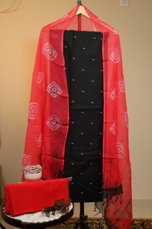 Ikkat Cotton with Kota Doriya Dupatta - Black