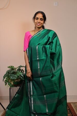 Mangalagiri Silk Green with Gap Border